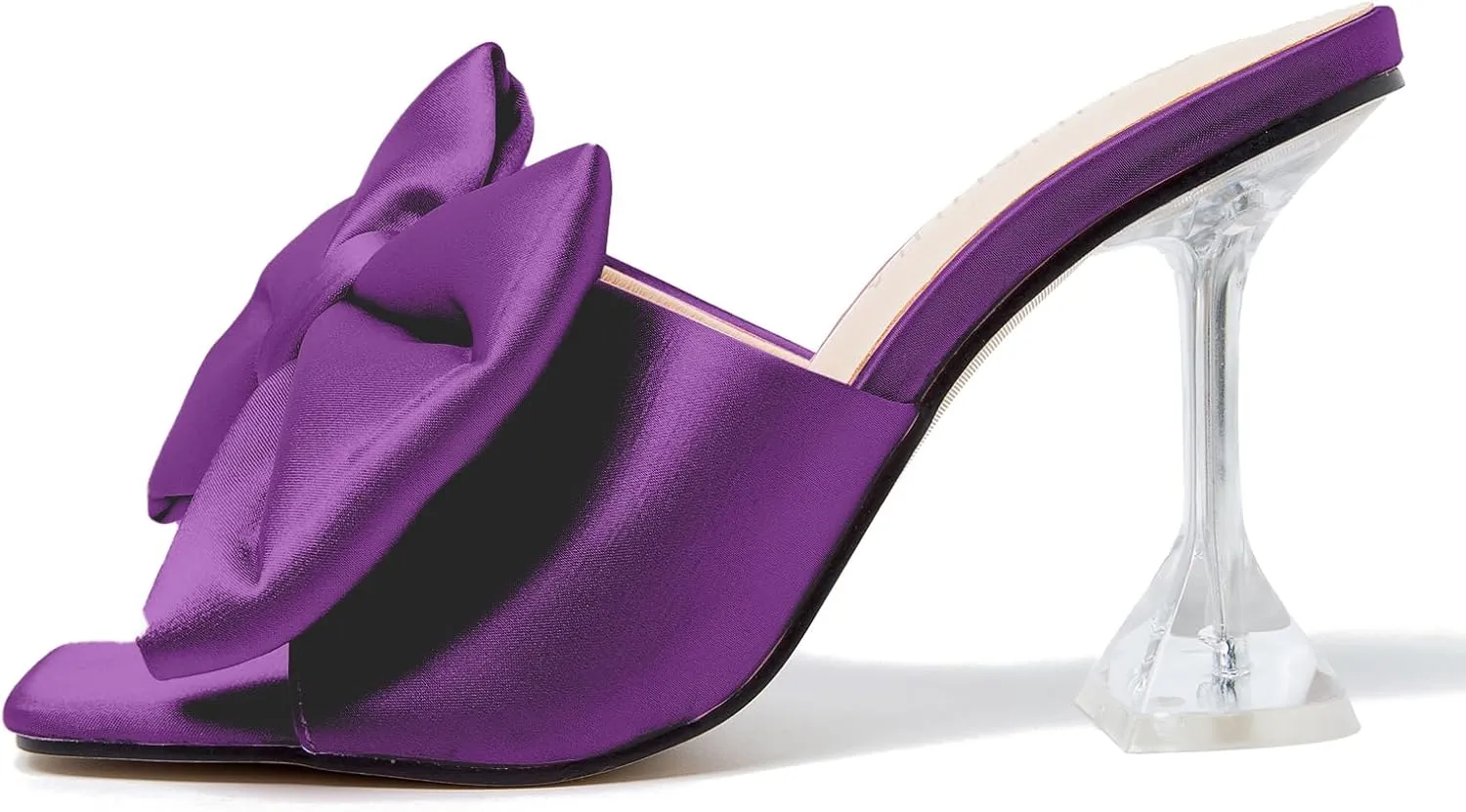LIURUIJIA Women's Bow High Heels Mules Dress Sandals Slip On Party Prom Wedding Bridal Shoes