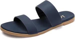 LM Women's Slide Sandals Two Band Slip On Flat Sandals Casual Summer Sandals