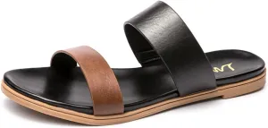LM Women's Slide Sandals Two Band Slip On Flat Sandals Casual Summer Sandals