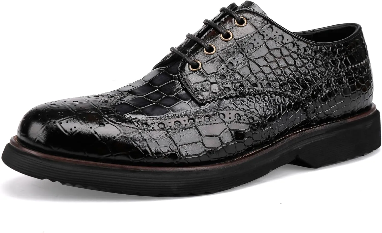 Loafers for Men,Leather Crocodile Pattern Lace Up Business Formal Dress Shoes Loafers