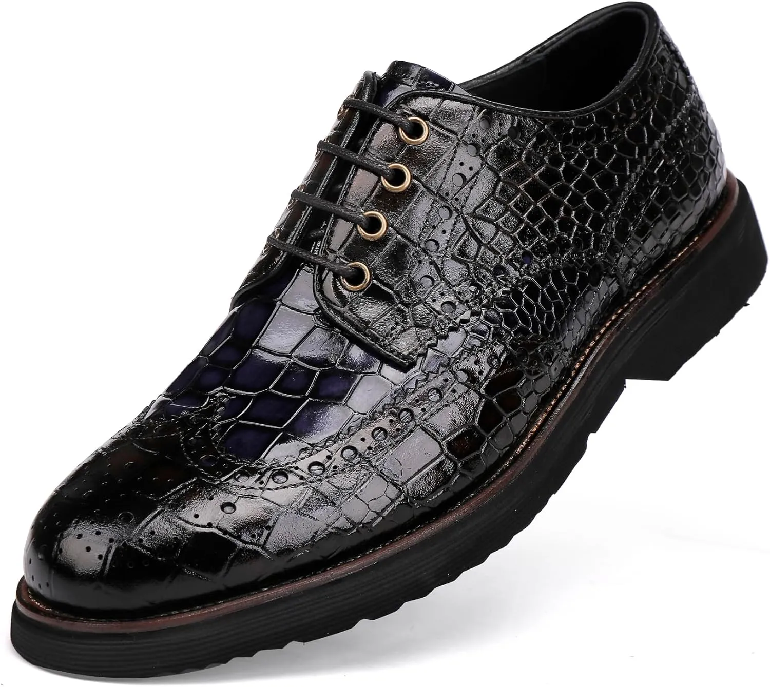 Loafers for Men,Leather Crocodile Pattern Lace Up Business Formal Dress Shoes Loafers