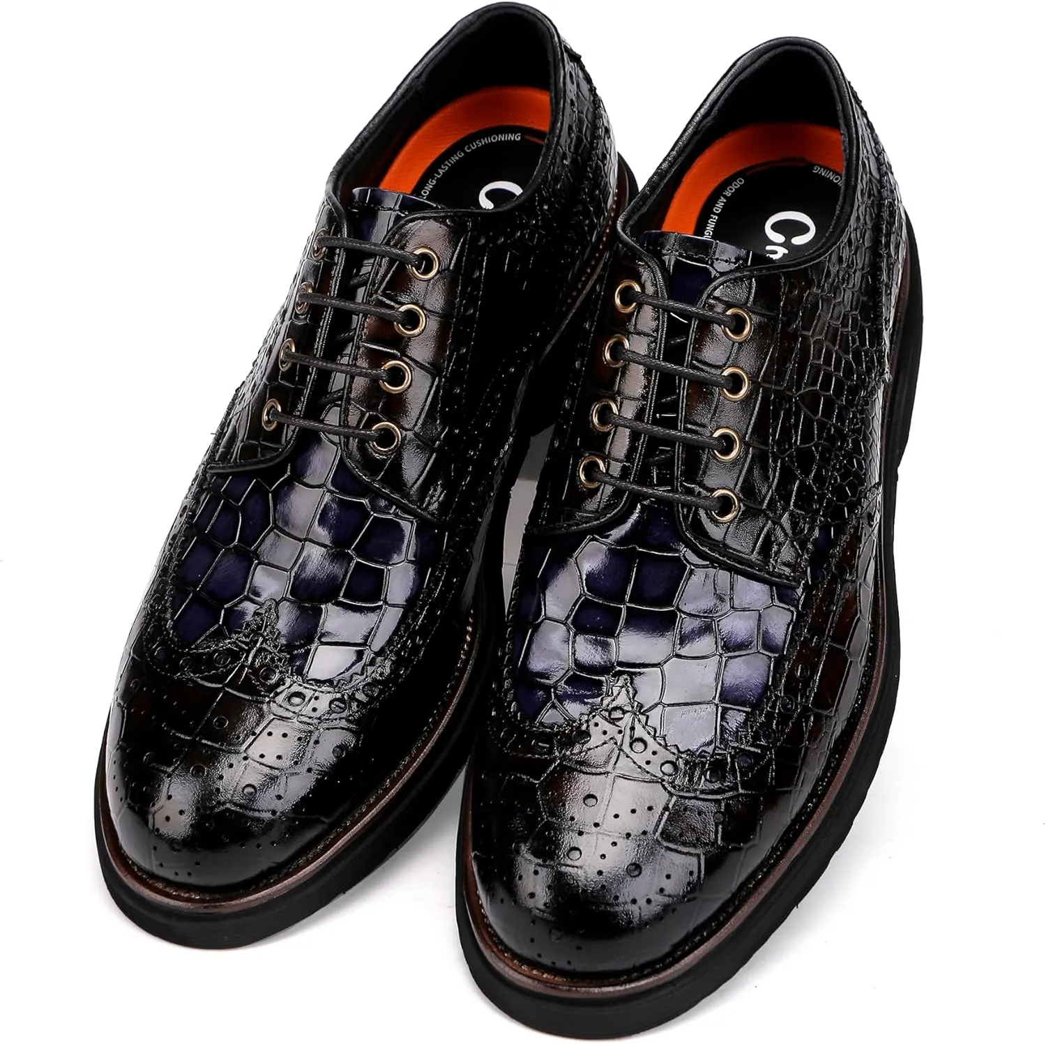 Loafers for Men,Leather Crocodile Pattern Lace Up Business Formal Dress Shoes Loafers