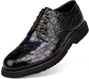 Loafers for Men,Leather Crocodile Pattern Lace Up Business Formal Dress Shoes Loafers
