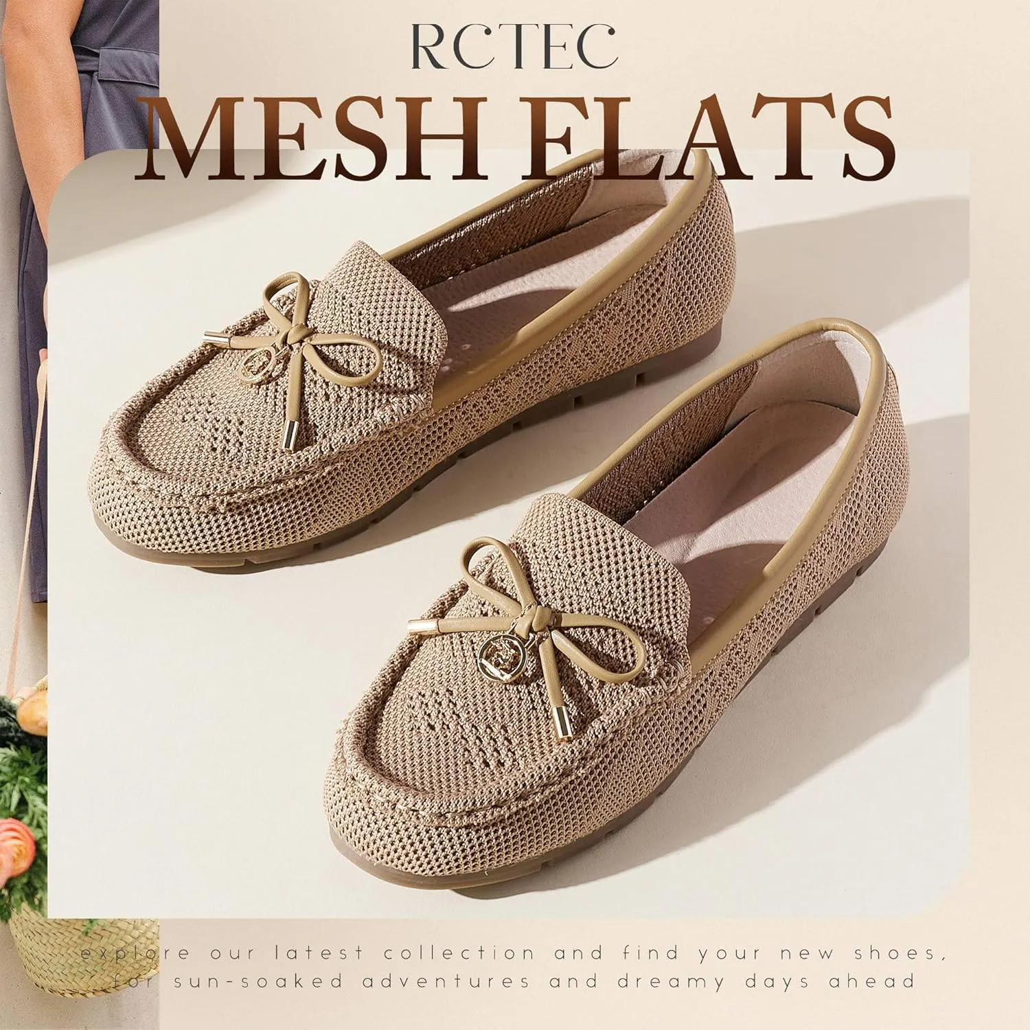 Loafers for Women Comfortable Knit Slip-On Shoes-Breathable Lightweight Driving Walking Mesh Flats for Work Office Comfort