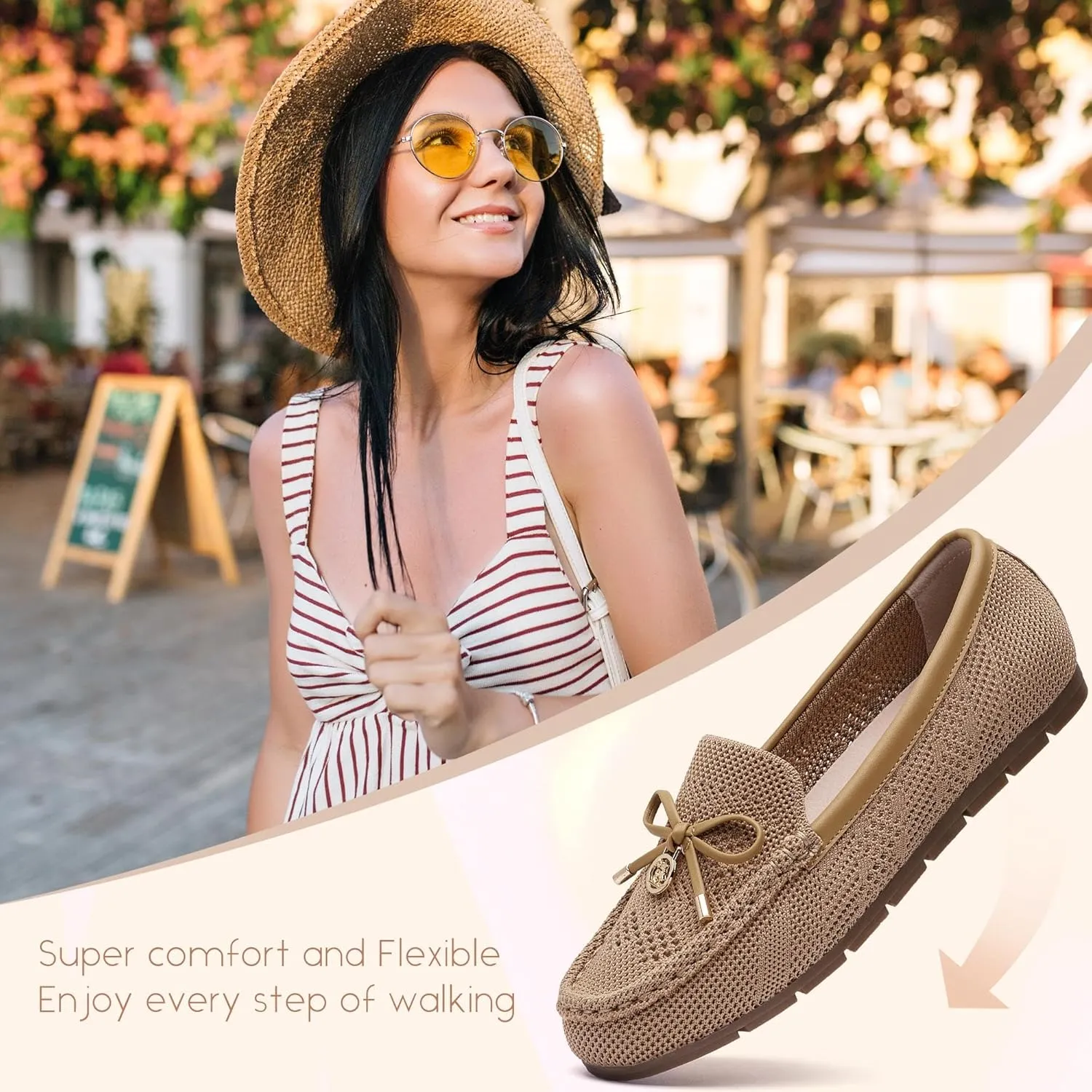 Loafers for Women Comfortable Knit Slip-On Shoes-Breathable Lightweight Driving Walking Mesh Flats for Work Office Comfort