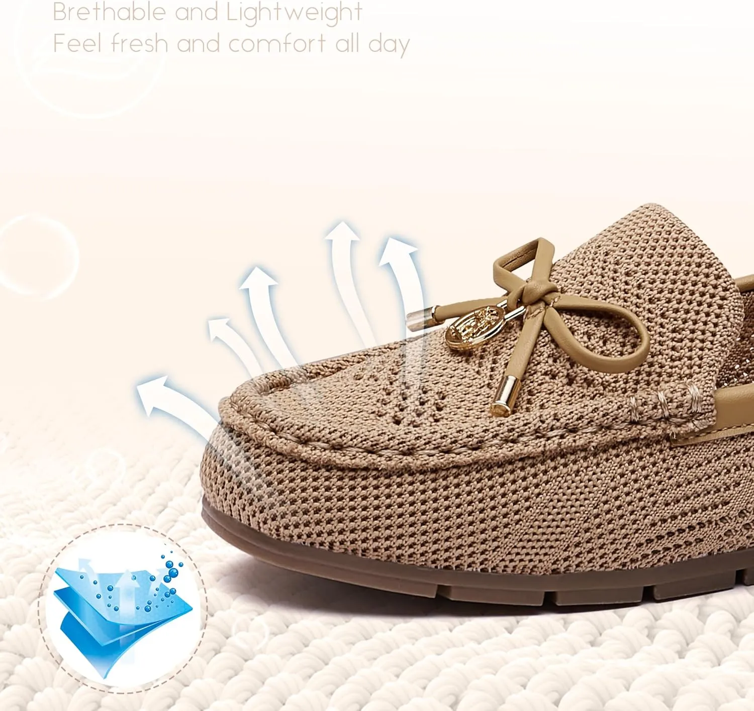 Loafers for Women Comfortable Knit Slip-On Shoes-Breathable Lightweight Driving Walking Mesh Flats for Work Office Comfort
