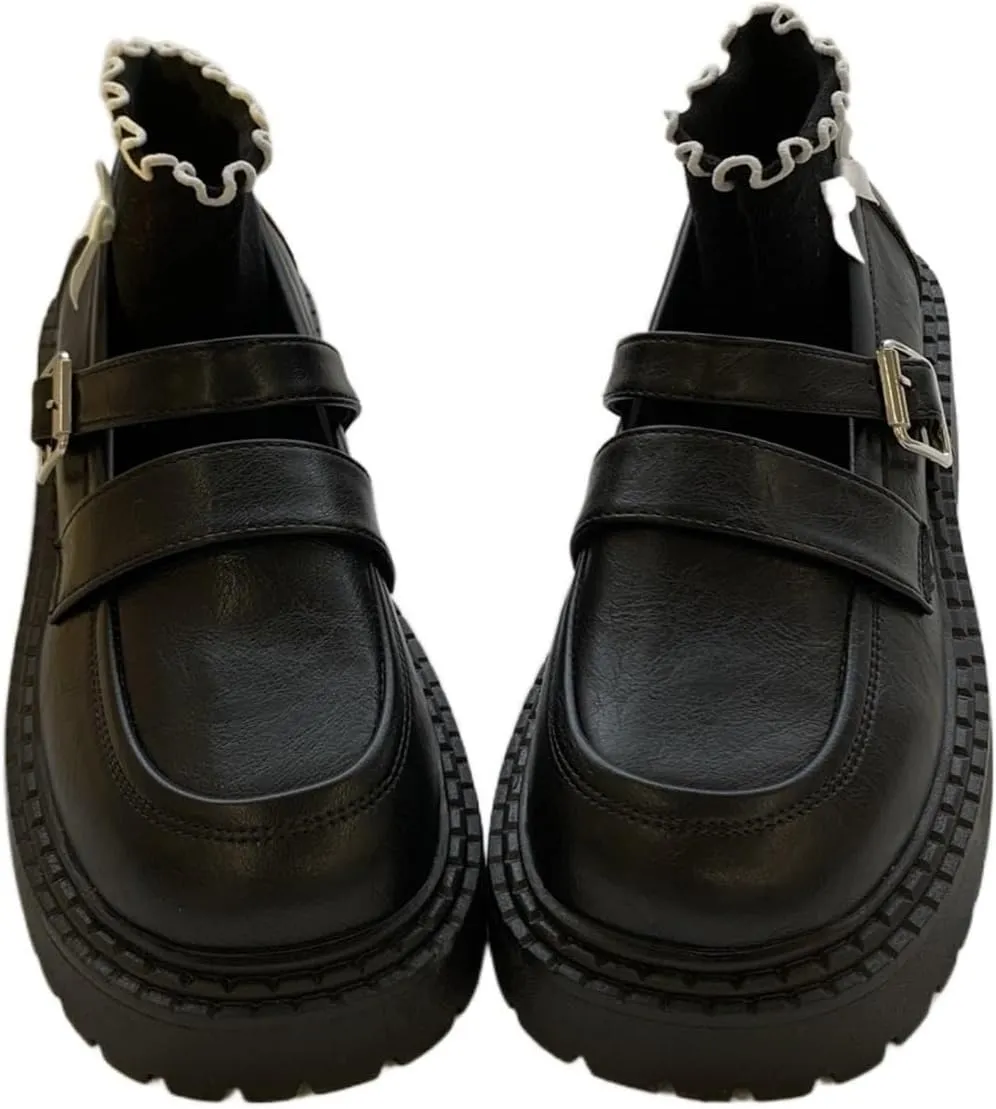 Loafers for Women Retro Platform Shoes for Women - Stylish College Girls Leather Sneakers