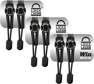 Lock Laces - Elastic No Tie Shoe Laces (Pack of 3) One Size Fits All, for Kids and Adults, Elastic No Tie Shoe Laces