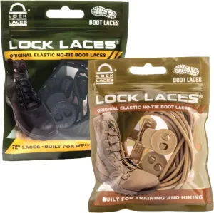 Lock Laces Premium Heavy Duty Elastic No-Tie Laces (2 Pair) for Boots and Shoes