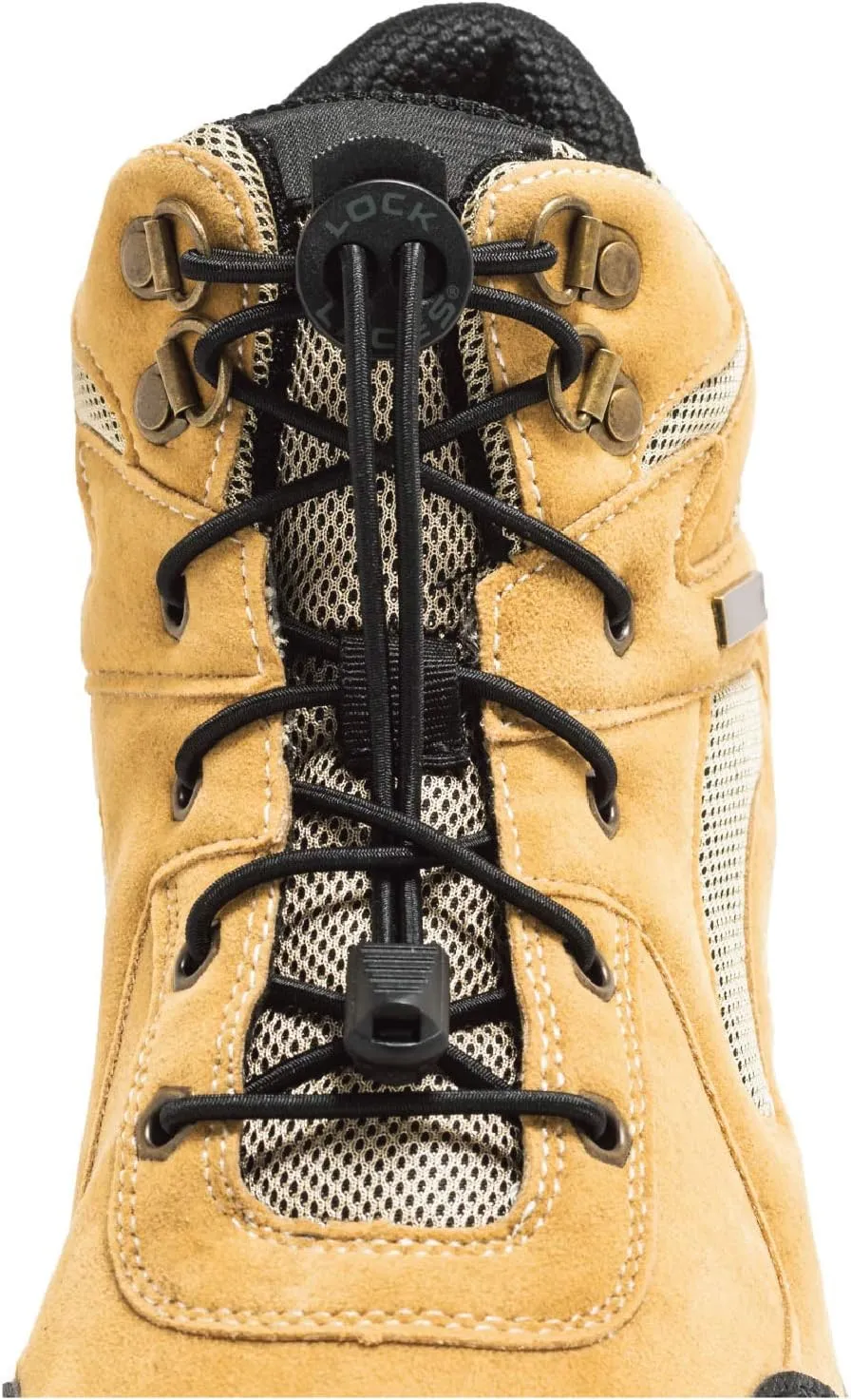 Lock Laces Premium Heavy Duty Elastic No-Tie Laces (2 Pair) for Boots and Shoes
