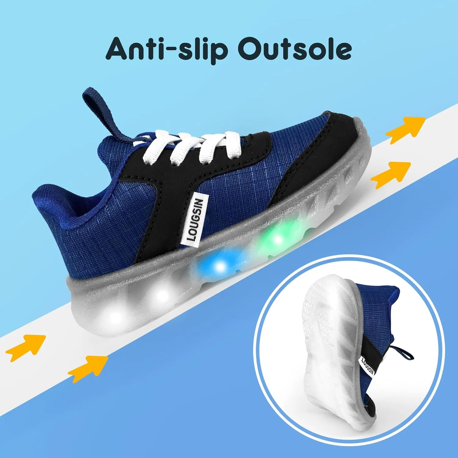 LOUGSIN Kids Light Up Sneakers LED Flashing Tennis Shoes for Boys Girls Lightweight Breathable Flooza Walking Shoes for Toddler and Little Kids
