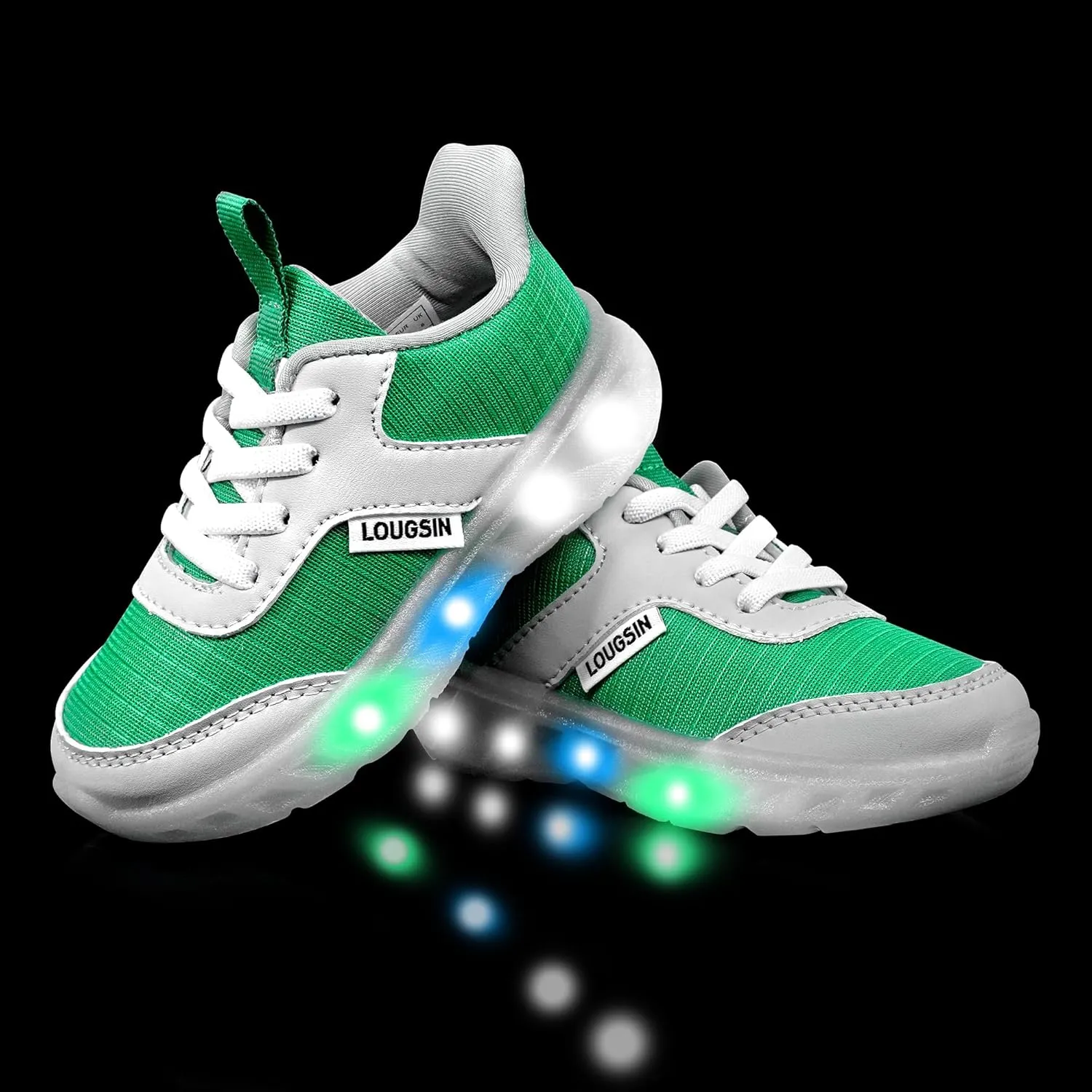 LOUGSIN Kids Light Up Sneakers LED Flashing Tennis Shoes for Boys Girls Lightweight Breathable Flooza Walking Shoes for Toddler and Little Kids