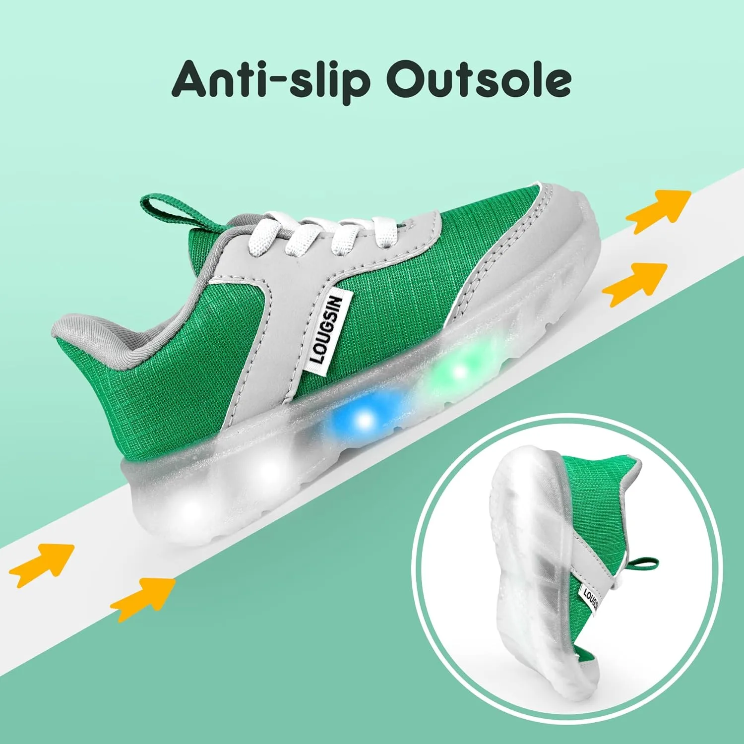 LOUGSIN Kids Light Up Sneakers LED Flashing Tennis Shoes for Boys Girls Lightweight Breathable Flooza Walking Shoes for Toddler and Little Kids