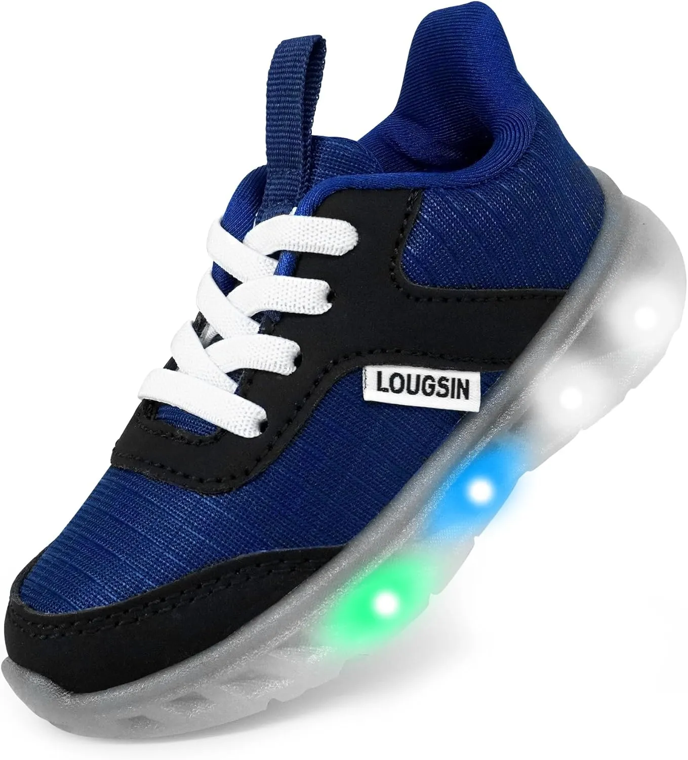 LOUGSIN Kids Light Up Sneakers LED Flashing Tennis Shoes for Boys Girls Lightweight Breathable Flooza Walking Shoes for Toddler and Little Kids