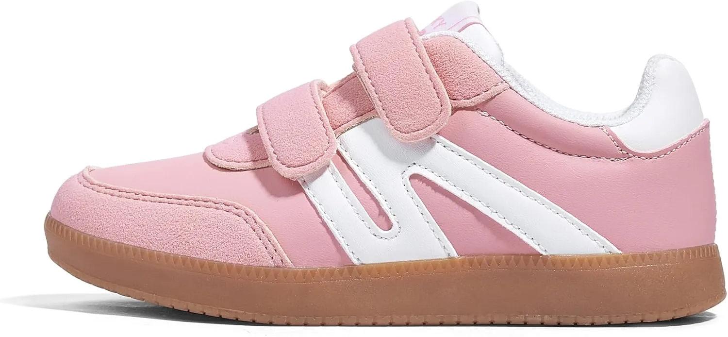 LUCKY STEP Kids Classic Retro Gum Sole Fashion Sneakers School Tennis Skate Shoes Girls Boys Hook and Loop Walking Casual Toddler Footwear Anti Slip Trainers