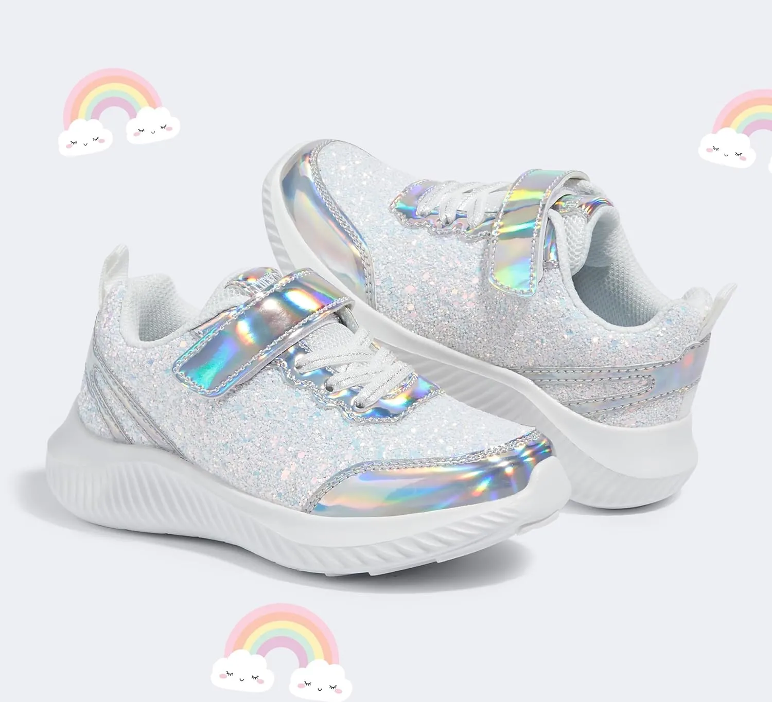 LUCKY STEP Kid's Glitter Fashion Sneakers Sparkly Princess Tennis Bling Shiny Sequins Athletic Walking School Shoes for Children/Boys/Girls
