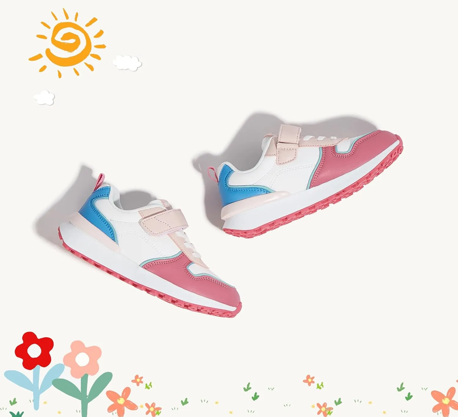 LUCKY STEP Kids Sneakers for Girls Boys Running Non-Slip Tennis Casual Walking Shoes Hook and Loop Unisex-Child Storybook Shoes for Big Kids, Little Kids & Toddlers