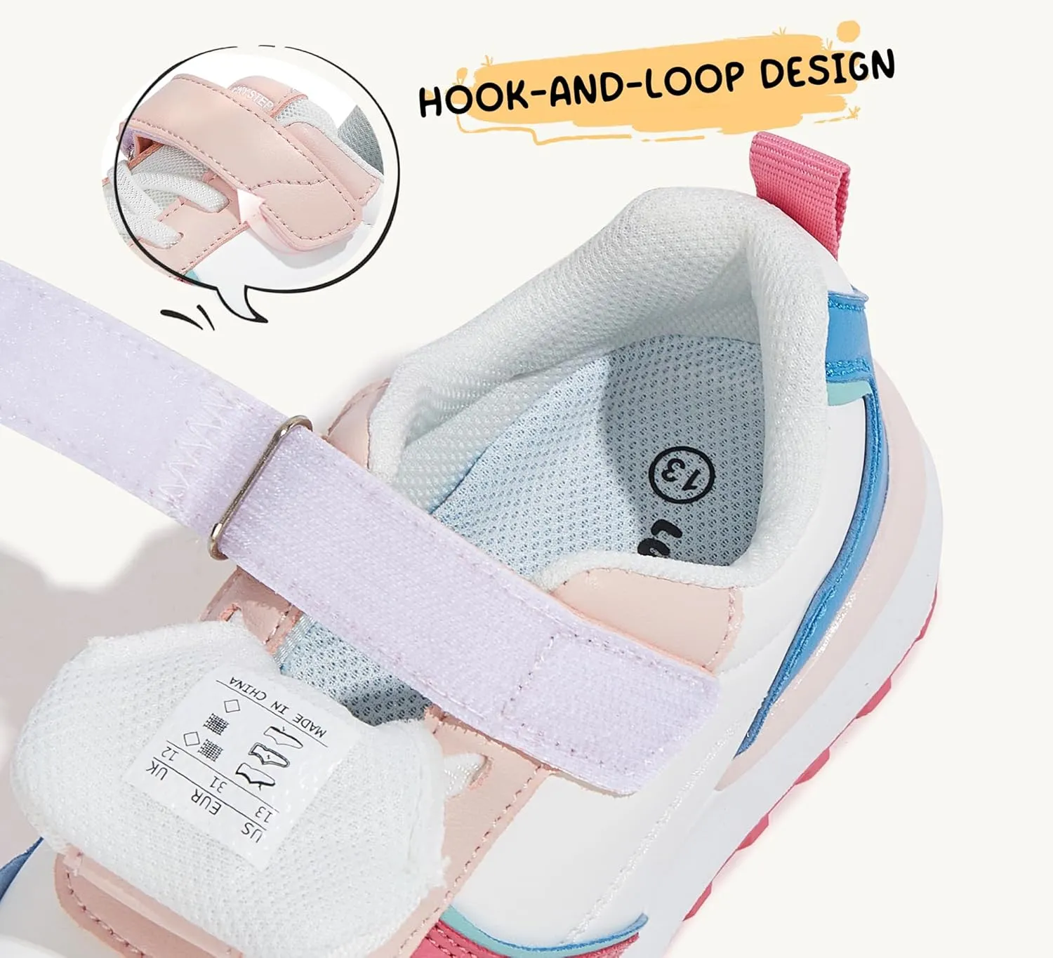 LUCKY STEP Kids Sneakers for Girls Boys Running Non-Slip Tennis Casual Walking Shoes Hook and Loop Unisex-Child Storybook Shoes for Big Kids, Little Kids & Toddlers