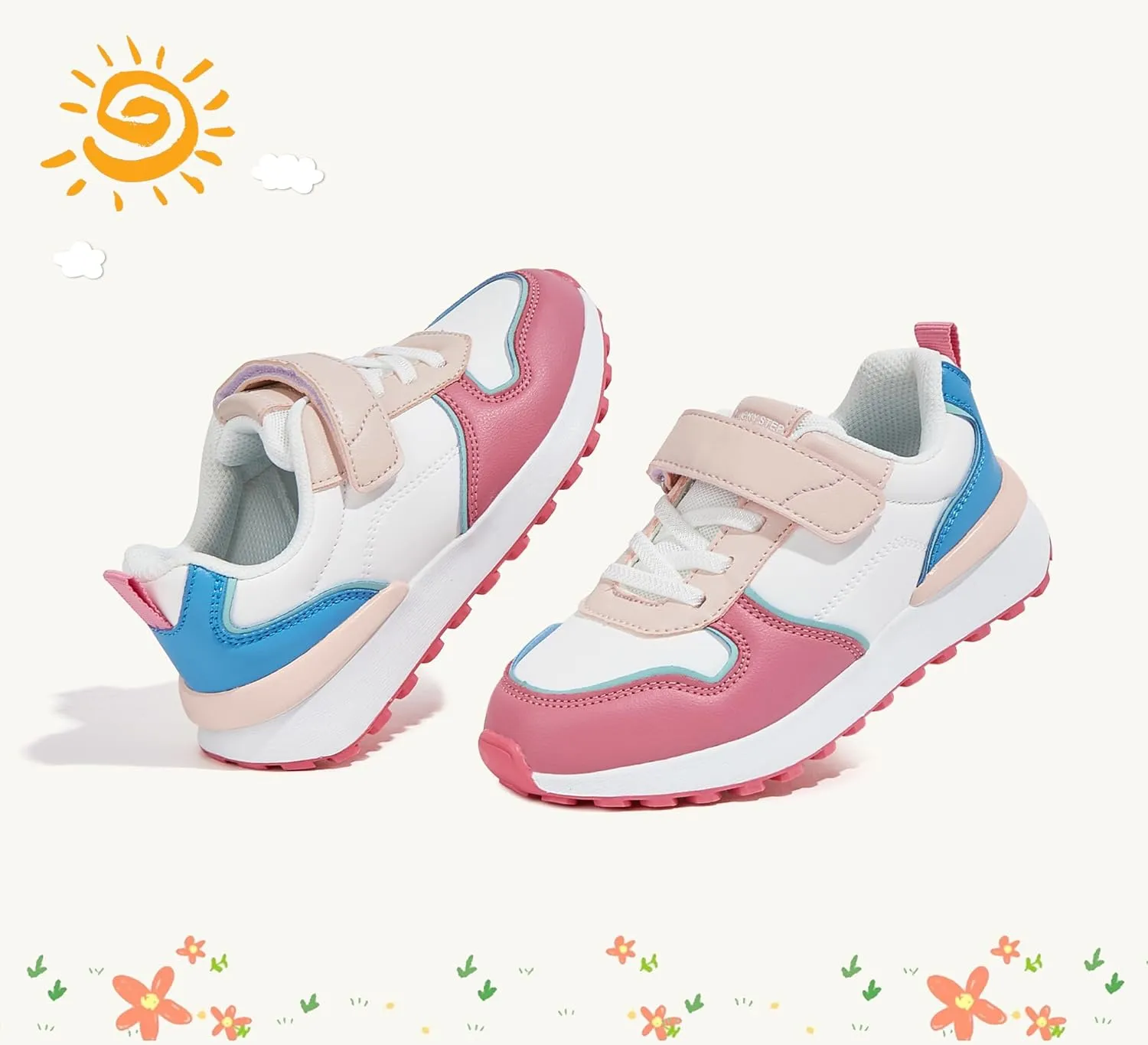LUCKY STEP Kids Sneakers for Girls Boys Running Non-Slip Tennis Casual Walking Shoes Hook and Loop Unisex-Child Storybook Shoes for Big Kids, Little Kids & Toddlers