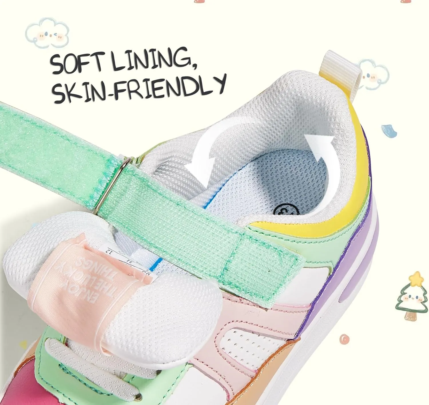 LUCKY STEP Kid's Sneakers School Running Loafers Low Top Walking Tennis Casual Shoes Strap Athletic Fashion Sneakers for Children/Boys/Girls