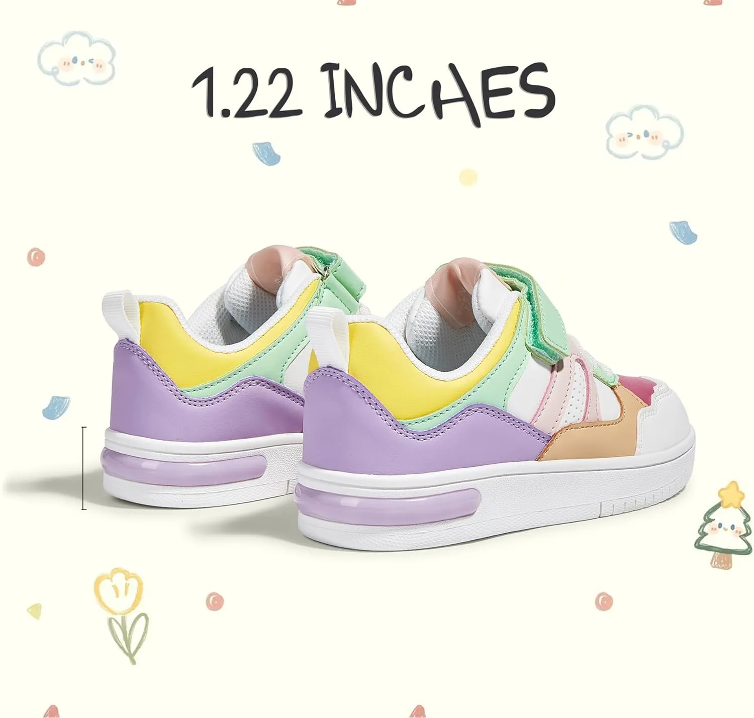 LUCKY STEP Kid's Sneakers School Running Loafers Low Top Walking Tennis Casual Shoes Strap Athletic Fashion Sneakers for Children/Boys/Girls