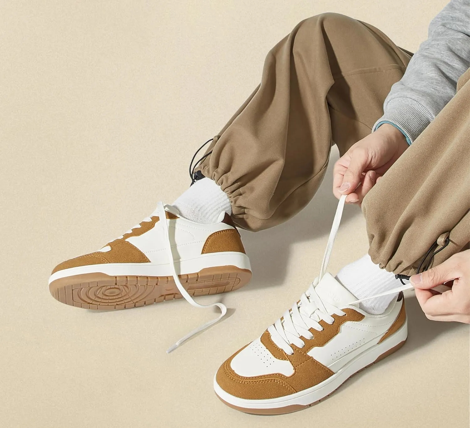 LUCKY STEP Men's Fashion Sneakers Lace Up Casual Low Top Anti-Slip Tennis Skateboard Basketball Walking Shoes