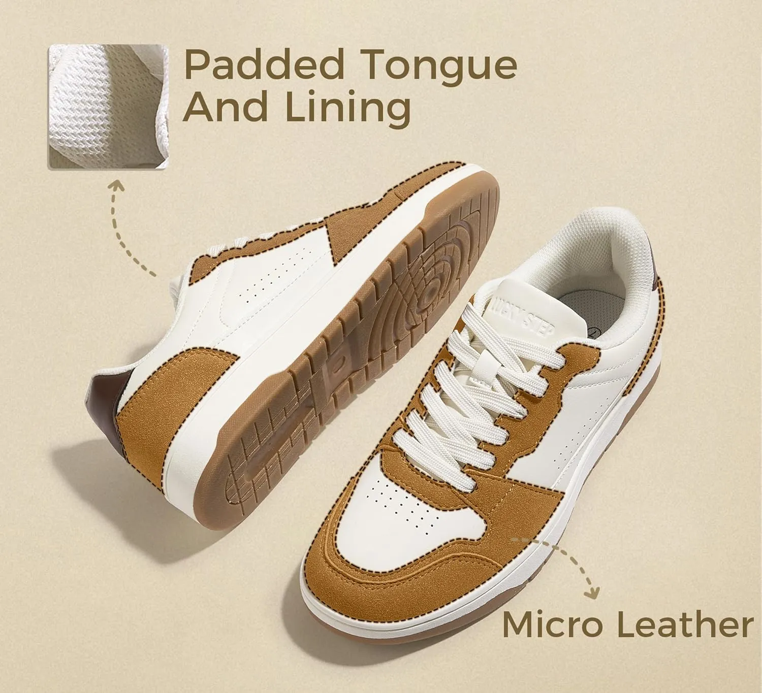 LUCKY STEP Men's Fashion Sneakers Lace Up Casual Low Top Anti-Slip Tennis Skateboard Basketball Walking Shoes