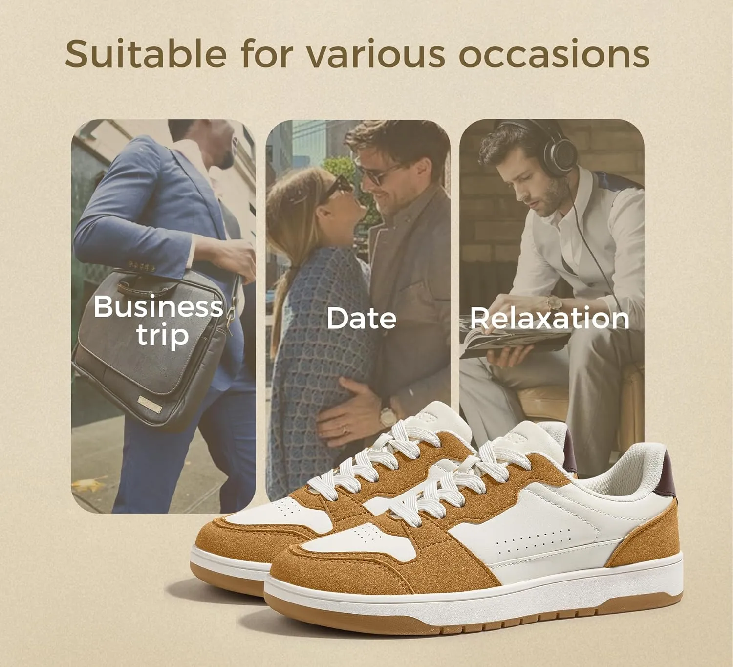 LUCKY STEP Men's Fashion Sneakers Lace Up Casual Low Top Anti-Slip Tennis Skateboard Basketball Walking Shoes