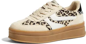 LUCKY STEP Platform Sneakers for Women Fashion Retro Thick Rubber Gum Sole Comfortable Tennis Skate Trainer Classic Walking Shoes Casual Streetwear