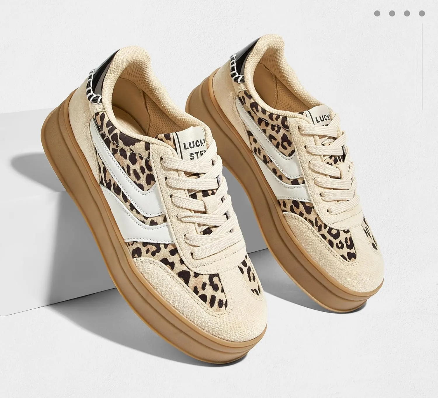 LUCKY STEP Platform Sneakers for Women Fashion Retro Thick Rubber Gum Sole Comfortable Tennis Skate Trainer Classic Walking Shoes Casual Streetwear