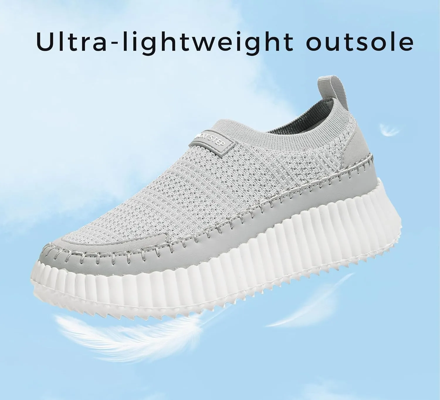 LUCKY STEP Platform Sneakers for Women Slip on Knit Chunky Fashion Casual Retro Braided Tennis Lightweight Walking Shoes