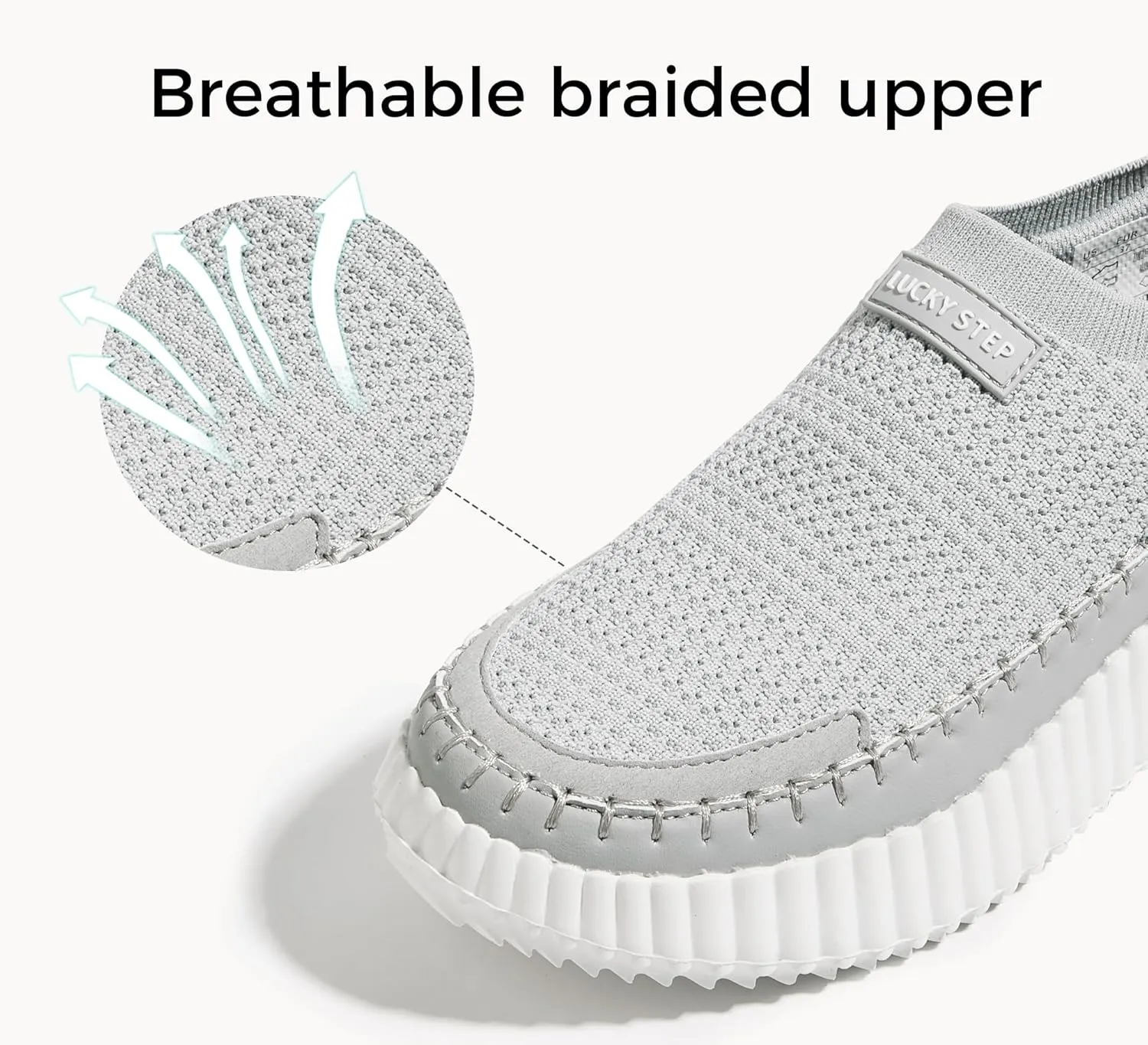 LUCKY STEP Platform Sneakers for Women Slip on Knit Chunky Fashion Casual Retro Braided Tennis Lightweight Walking Shoes
