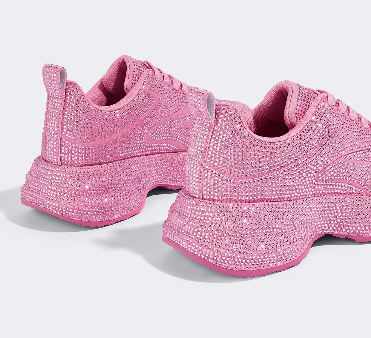 LUCKY STEP Rhinestone Chunky Sneakers for Women Fashion Platform Sparkly Dad Casual Shoes Lightweight Tennis Walking Sport Footwear