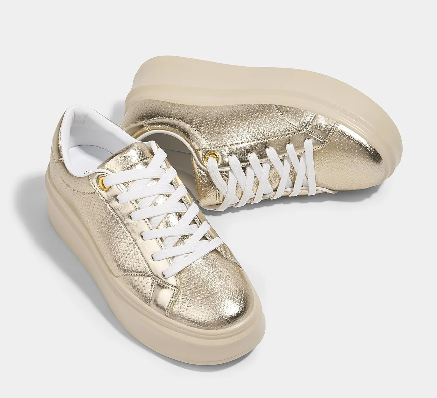 LUCKY STEP Women's Platform Fashion Sneakers Faux Leather Classic Tennis Shoes Low Top Casual Walking Shoes