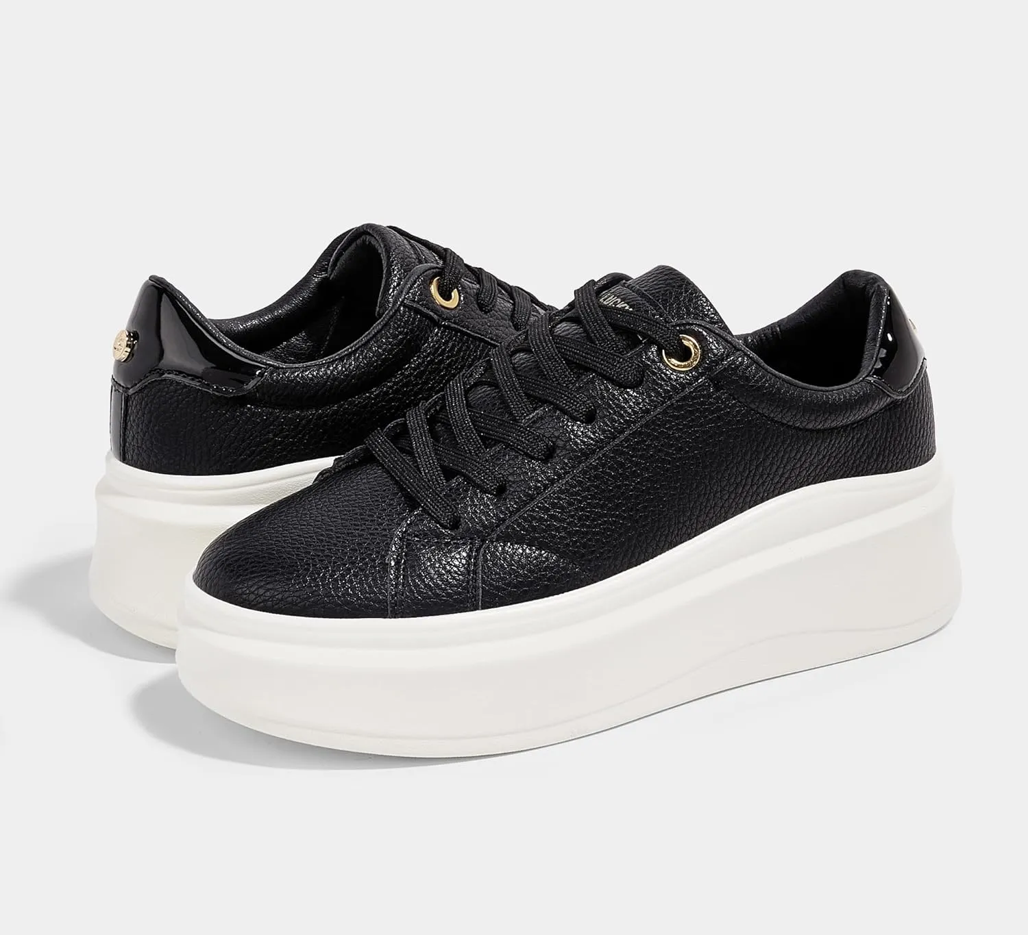LUCKY STEP Women's Platform Fashion Sneakers Faux Leather Classic Tennis Shoes Low Top Casual Walking Shoes