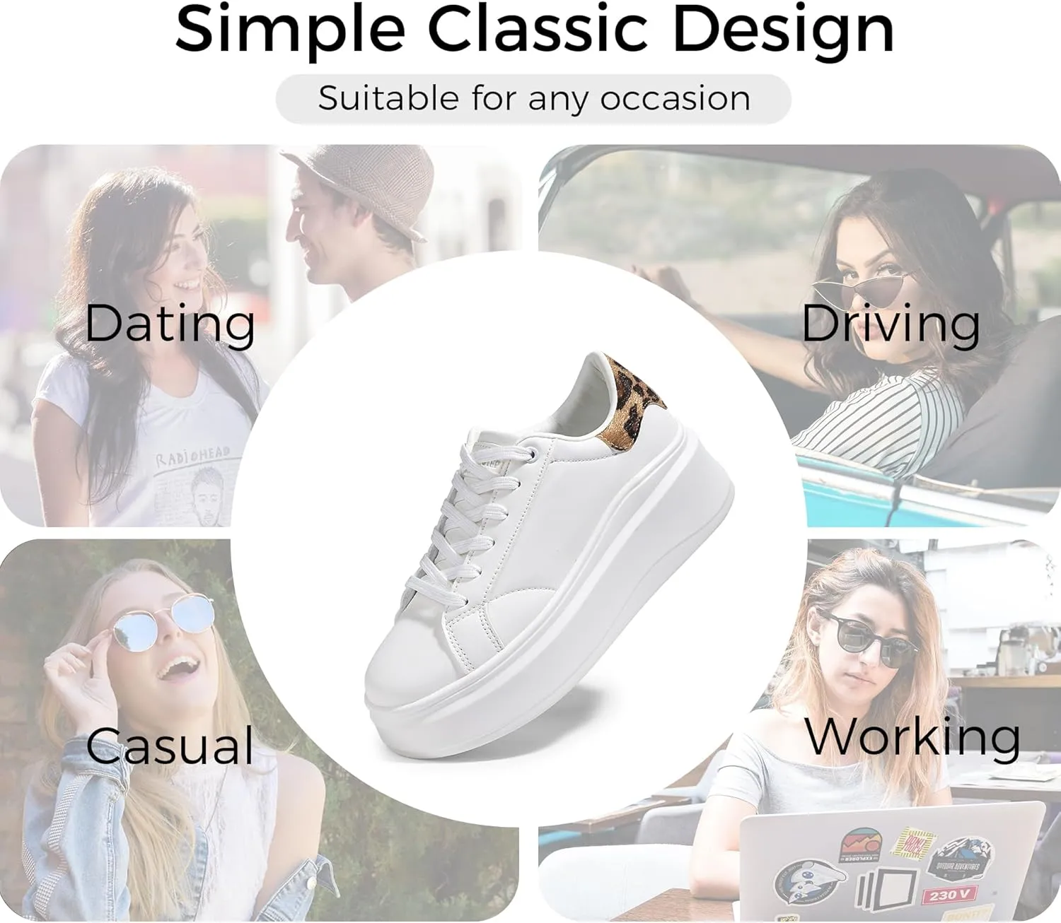 LUCKY STEP Women's Platform Fashion Sneakers Faux Leather Classic Tennis Shoes Low Top Casual Walking Shoes