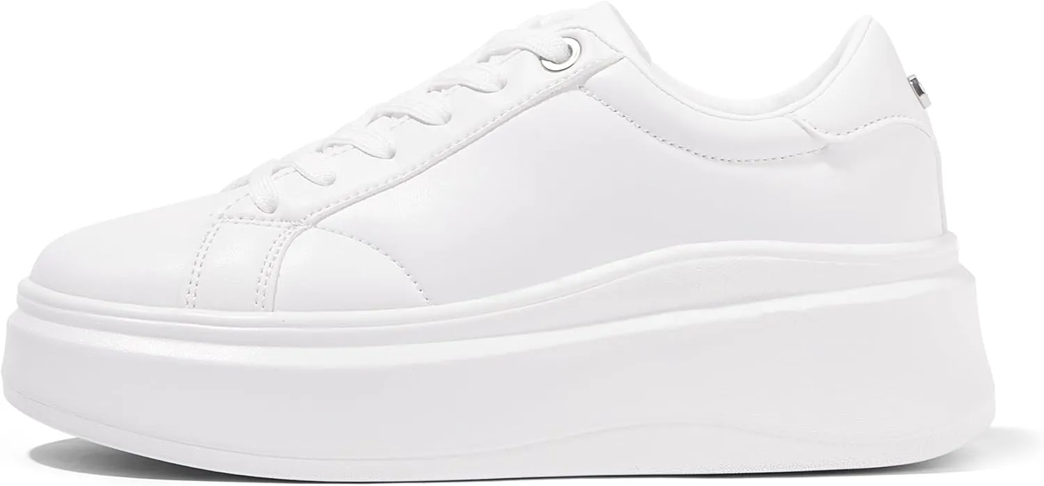 LUCKY STEP Women's Platform Fashion Sneakers Faux Leather Classic Tennis Shoes Low Top Casual Walking Shoes