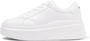 LUCKY STEP Women's Platform Fashion Sneakers Faux Leather Classic Tennis Shoes Low Top Casual Walking Shoes