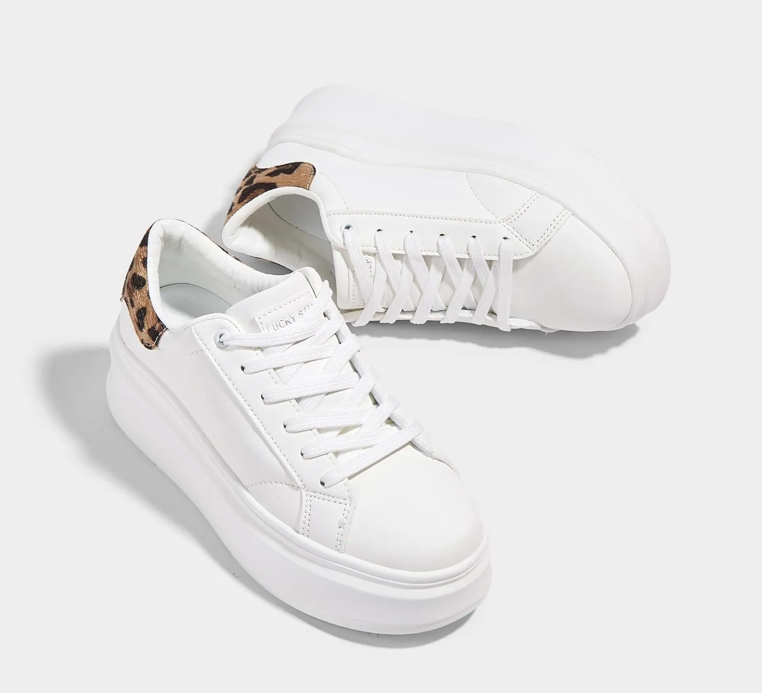 LUCKY STEP Women's Platform Fashion Sneakers Faux Leather Classic Tennis Shoes Low Top Casual Walking Shoes