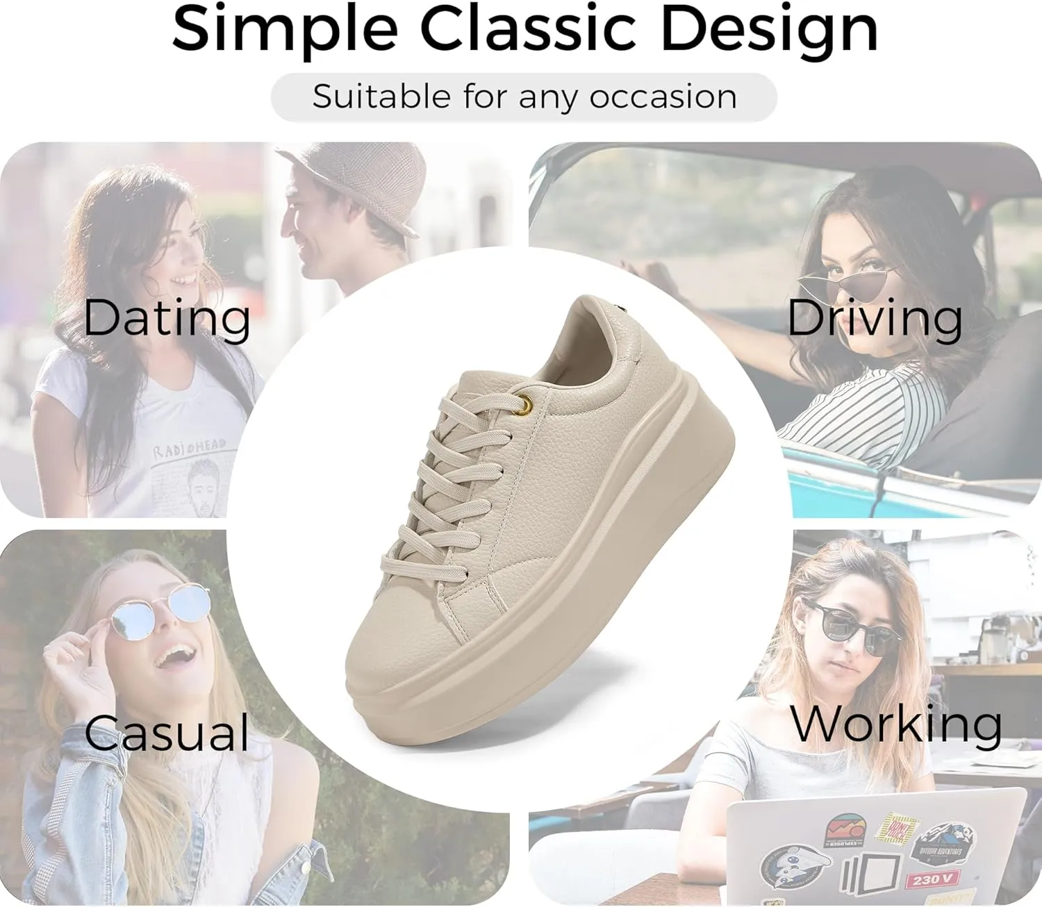 LUCKY STEP Women's Platform Fashion Sneakers Faux Leather Classic Tennis Shoes Low Top Casual Walking Shoes