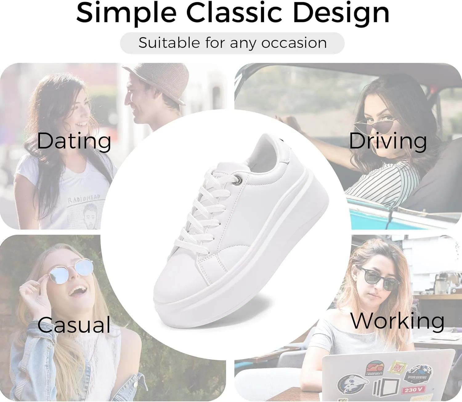 LUCKY STEP Women's Platform Fashion Sneakers Faux Leather Classic Tennis Shoes Low Top Casual Walking Shoes