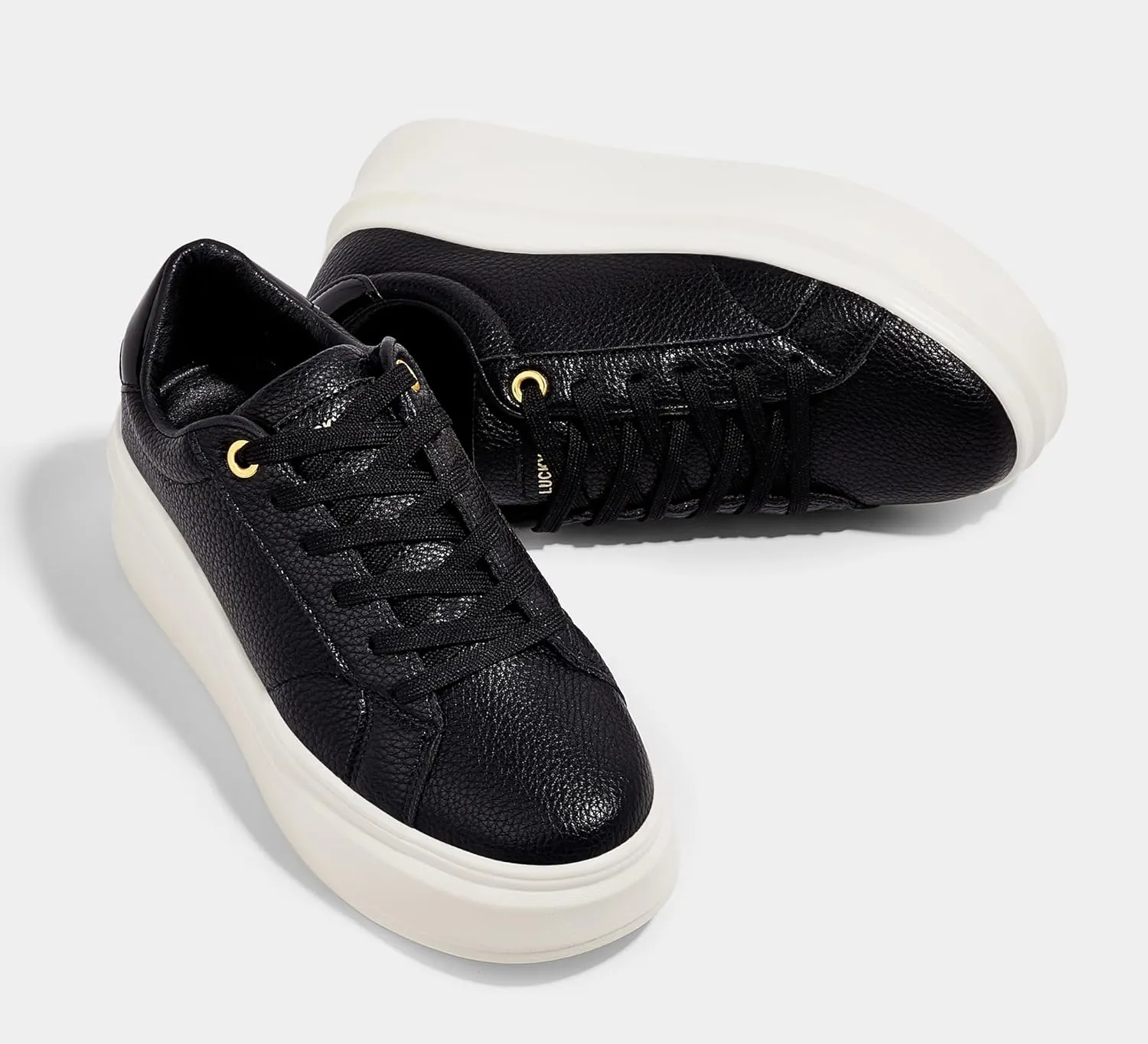 LUCKY STEP Women's Platform Fashion Sneakers Faux Leather Classic Tennis Shoes Low Top Casual Walking Shoes