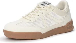 LUCKY STEP Women's Retro Fashion Sneakers Classic Mesh Gum Sole Tennis Footwear Casual Running Trainer Skate Walking Shoes