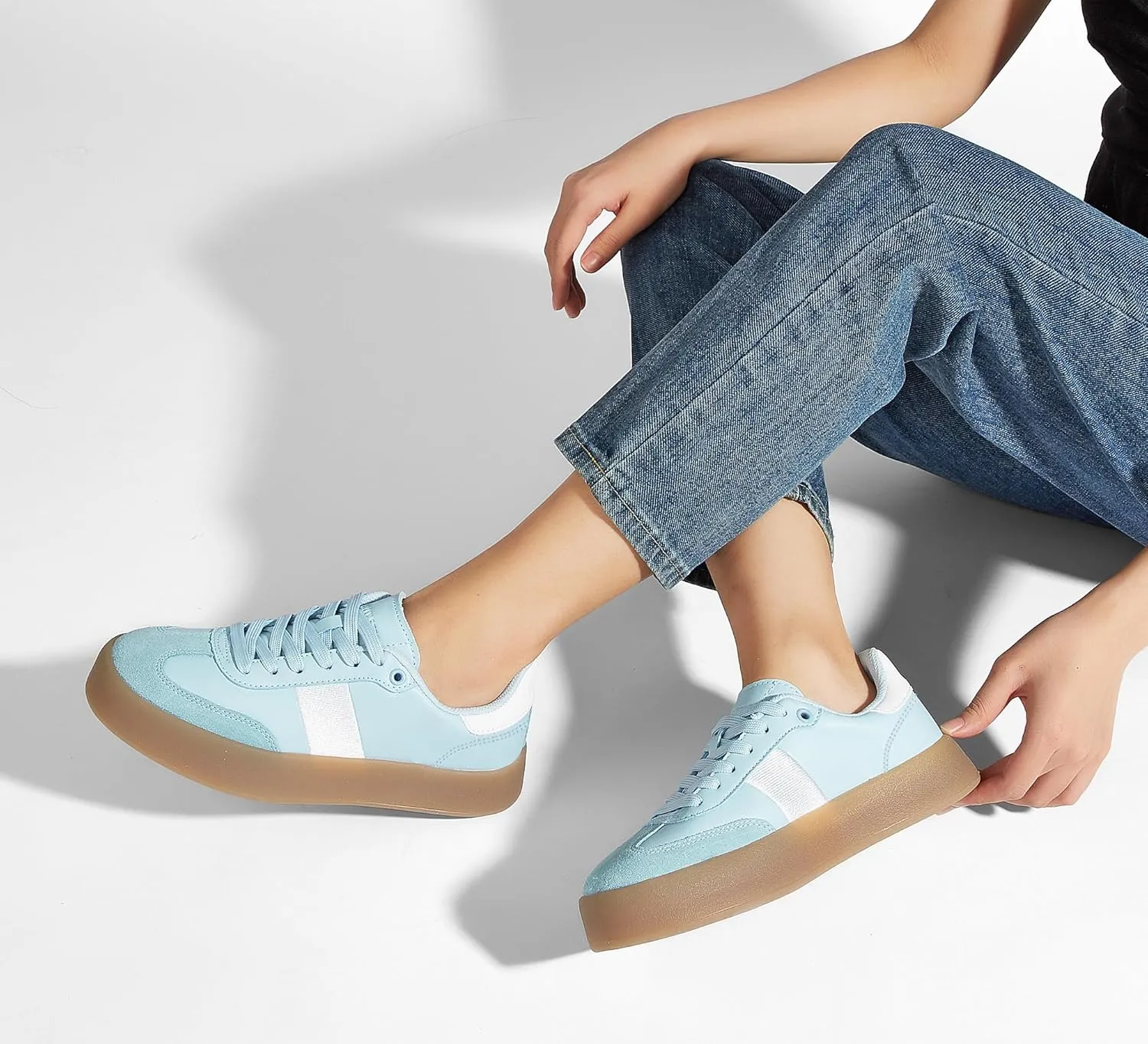 LUCKY STEP Women's Retro Sneakers Fashion Classic Casual Tennis Platform Gum Sole Anti Slip Footwear Faux Leather Trainers Walking Skate Shoes