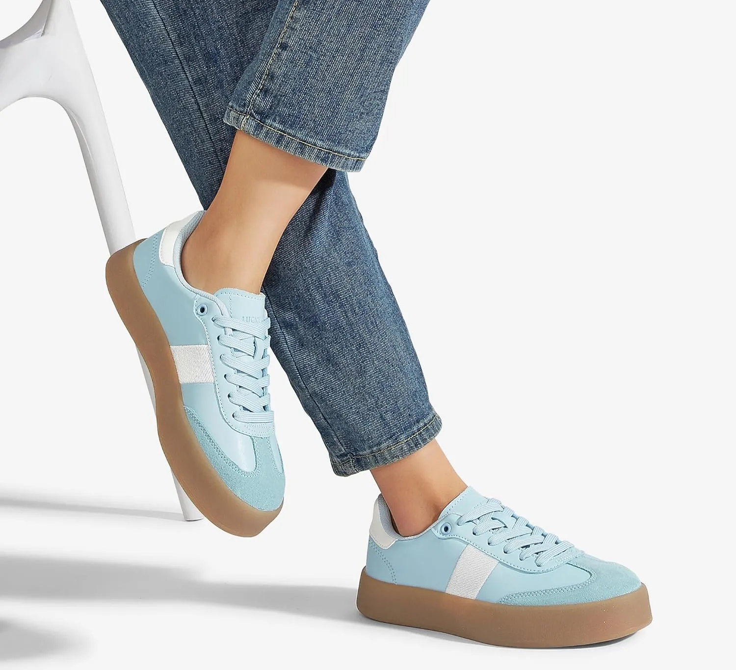 LUCKY STEP Women's Retro Sneakers Fashion Classic Casual Tennis Platform Gum Sole Anti Slip Footwear Faux Leather Trainers Walking Skate Shoes