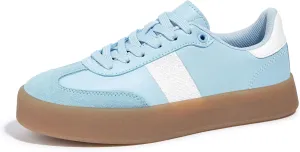 LUCKY STEP Women's Retro Sneakers Fashion Classic Casual Tennis Platform Gum Sole Anti Slip Footwear Faux Leather Trainers Walking Skate Shoes