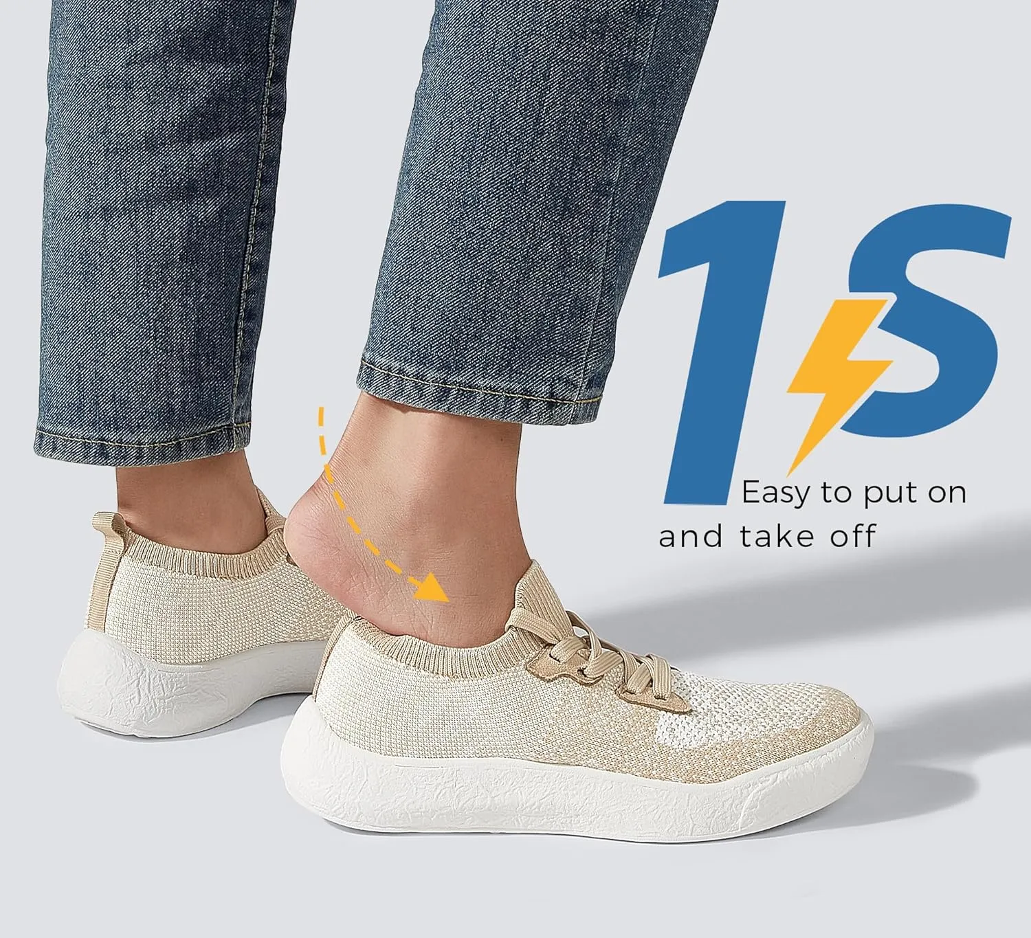 LUCKY STEP Women's Slip on Walking Shoes Casual Mesh-Comfortable Tennis Elastic Sock Breathable Workout Sneakers