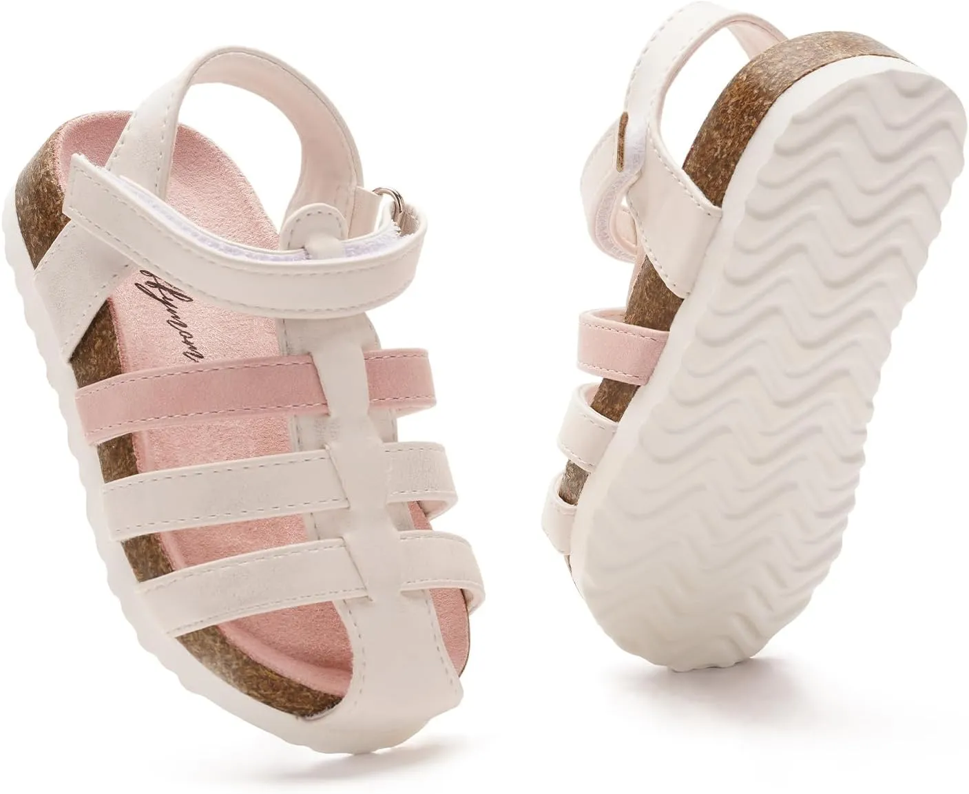 Luffymomo Girls Summer Sandals,Closed Toe Slides Outdoor/Indoor Shoes for Toddler/Little Kid