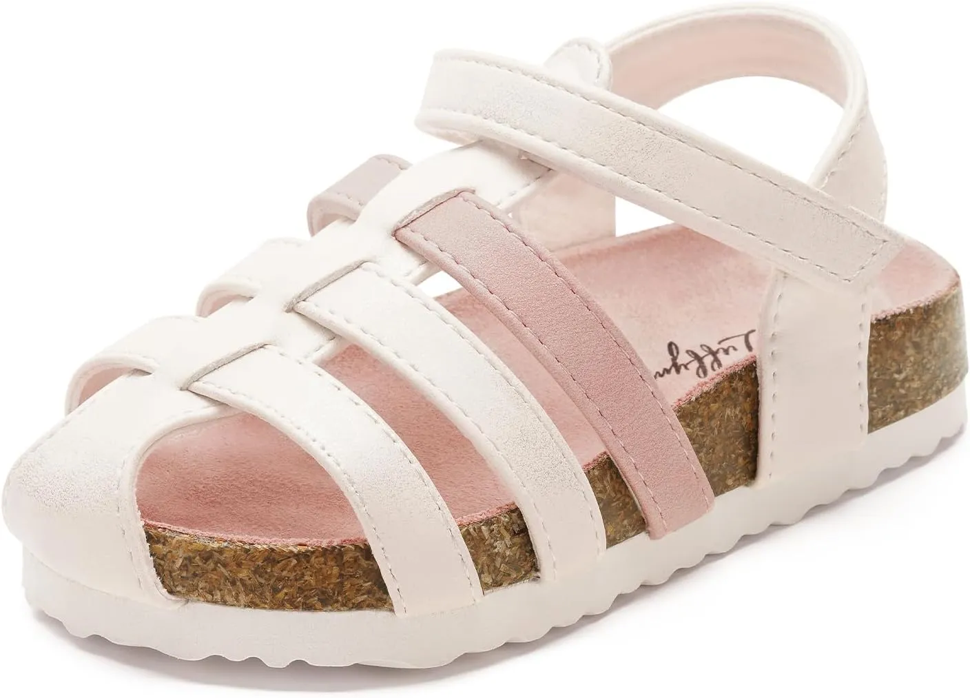 Luffymomo Girls Summer Sandals,Closed Toe Slides Outdoor/Indoor Shoes for Toddler/Little Kid