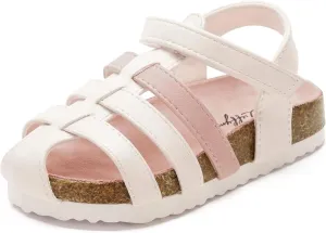 Luffymomo Girls Summer Sandals,Closed Toe Slides Outdoor/Indoor Shoes for Toddler/Little Kid